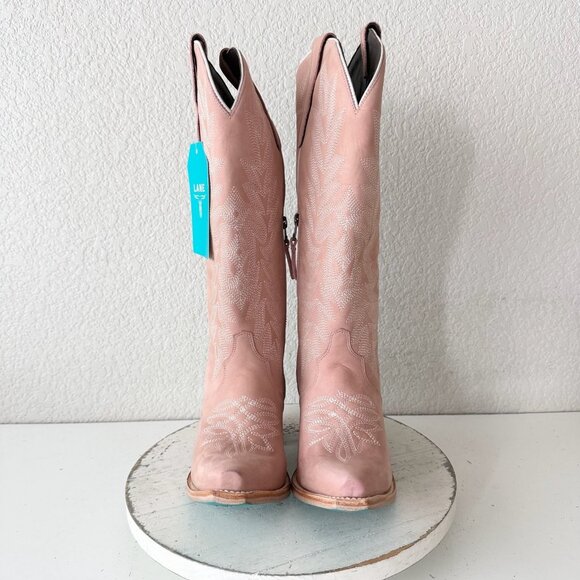 Lane Gallatin Womens Cowboy Boots 8 Pink Cowgirl Western Mid Calf Pointed Toe - Picture 5 of 11